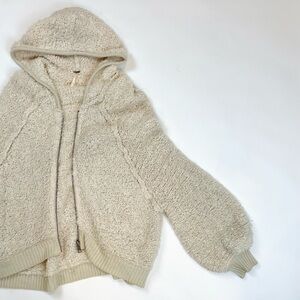 Cream Free People Zip Sweater w/ Hood